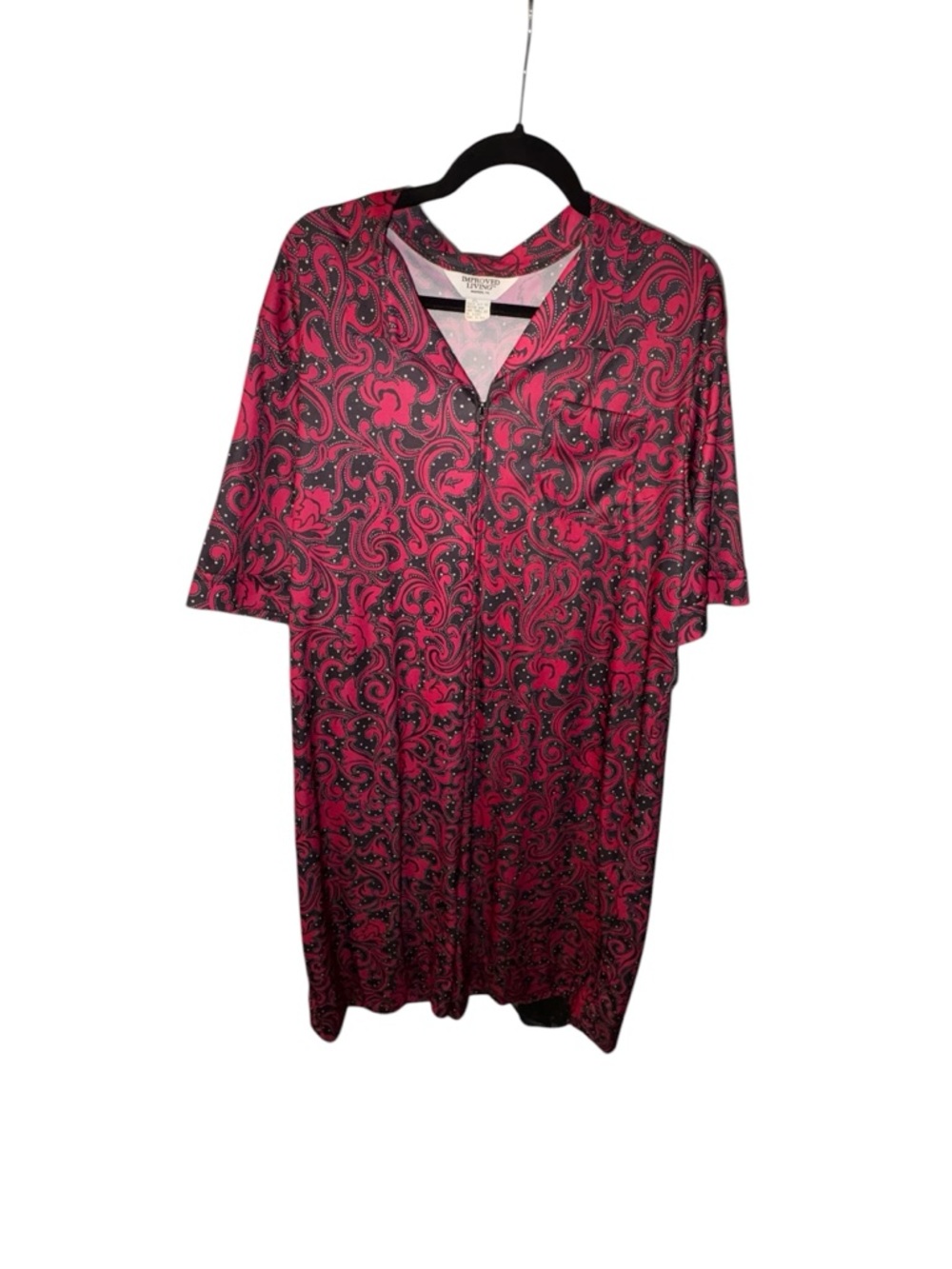 Vintage Improved Living 2XL Pink Black Paisley Zip Front Lounger